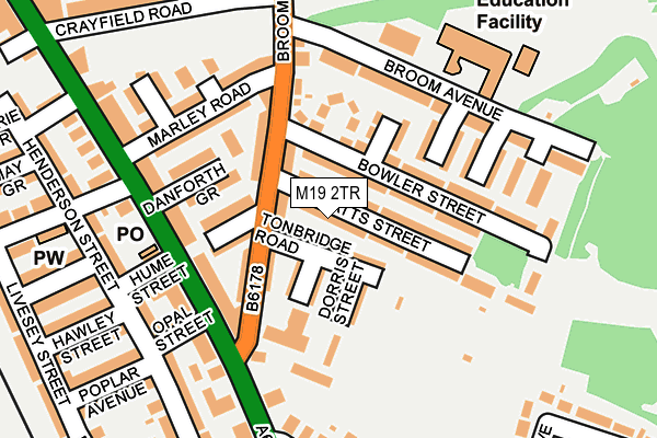 M19 2TR map - OS OpenMap – Local (Ordnance Survey)