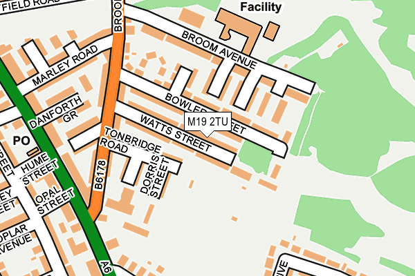 M19 2TU map - OS OpenMap – Local (Ordnance Survey)