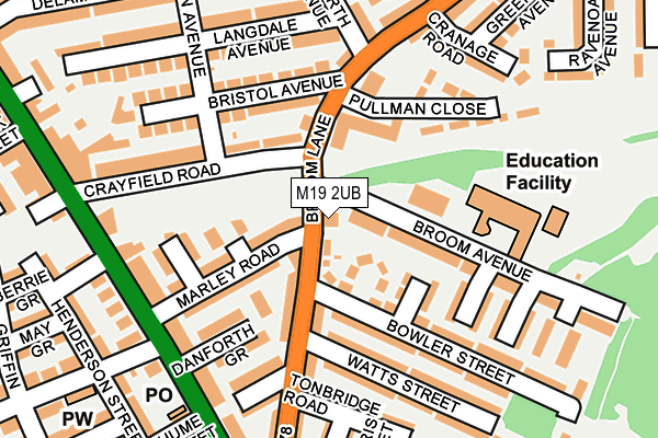 M19 2UB map - OS OpenMap – Local (Ordnance Survey)