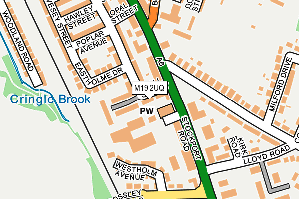 M19 2UQ map - OS OpenMap – Local (Ordnance Survey)