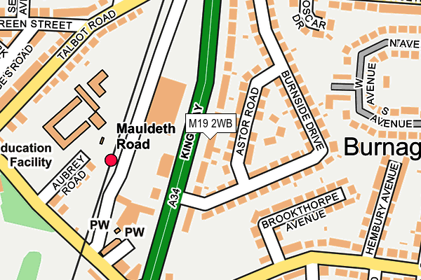 M19 2WB map - OS OpenMap – Local (Ordnance Survey)