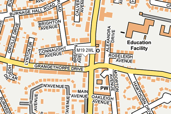 M19 2WL map - OS OpenMap – Local (Ordnance Survey)