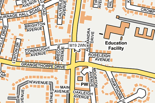 M19 2WN map - OS OpenMap – Local (Ordnance Survey)