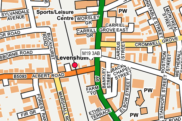 M19 3AB map - OS OpenMap – Local (Ordnance Survey)