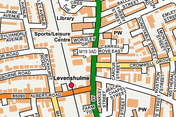 M19 3AD map - OS OpenMap – Local (Ordnance Survey)