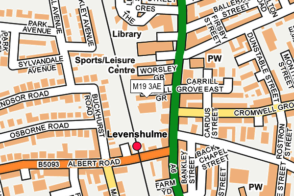 M19 3AE map - OS OpenMap – Local (Ordnance Survey)