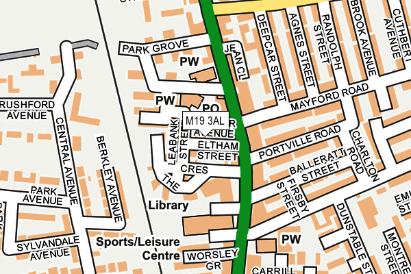 M19 3AL map - OS OpenMap – Local (Ordnance Survey)