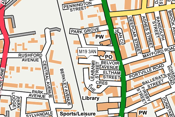 M19 3AN map - OS OpenMap – Local (Ordnance Survey)