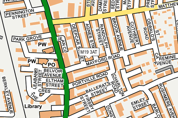 M19 3AT map - OS OpenMap – Local (Ordnance Survey)