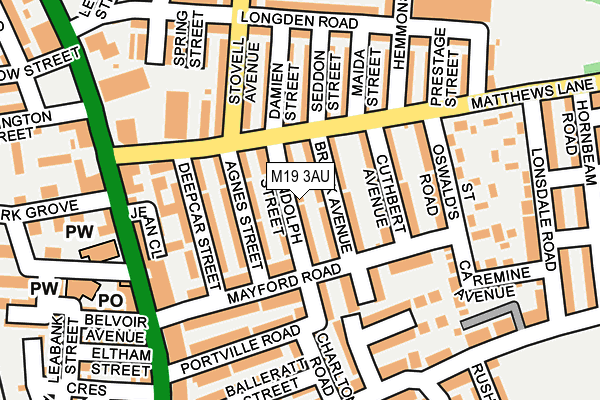 M19 3AU map - OS OpenMap – Local (Ordnance Survey)