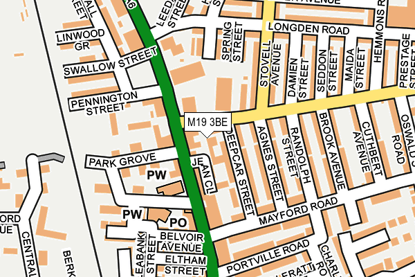 M19 3BE map - OS OpenMap – Local (Ordnance Survey)