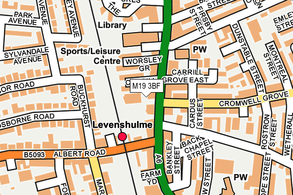 M19 3BF map - OS OpenMap – Local (Ordnance Survey)