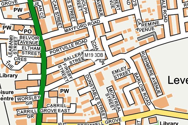 M19 3DB map - OS OpenMap – Local (Ordnance Survey)