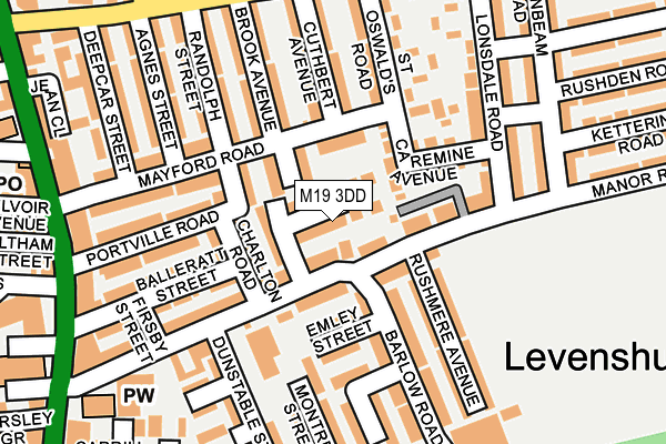 M19 3DD map - OS OpenMap – Local (Ordnance Survey)