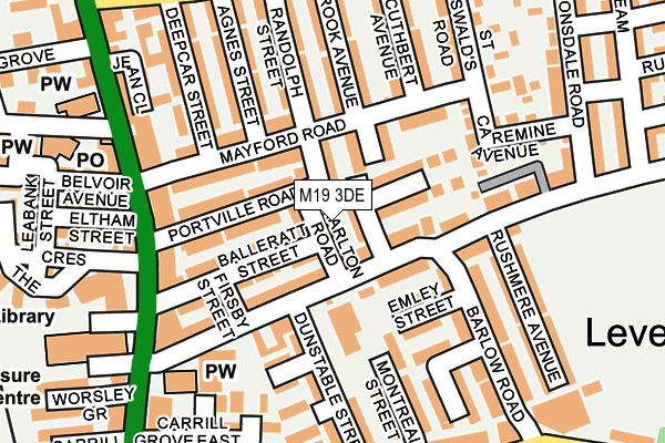 M19 3DE map - OS OpenMap – Local (Ordnance Survey)