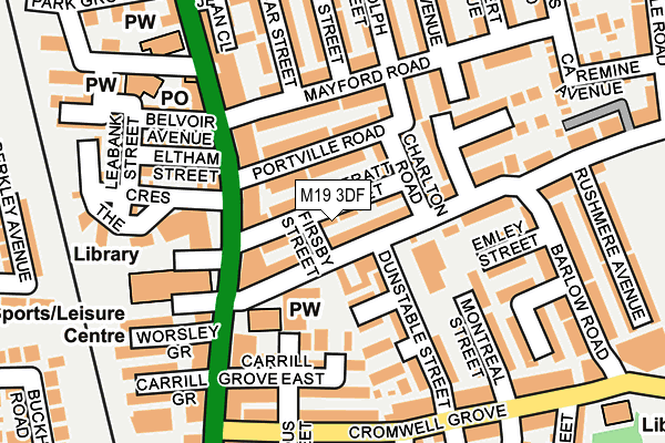 M19 3DF map - OS OpenMap – Local (Ordnance Survey)