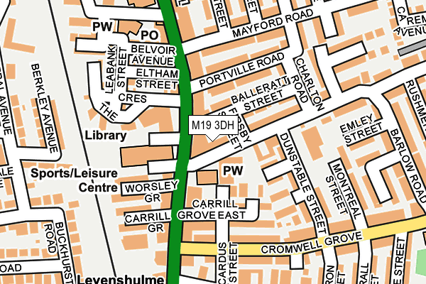 M19 3DH map - OS OpenMap – Local (Ordnance Survey)