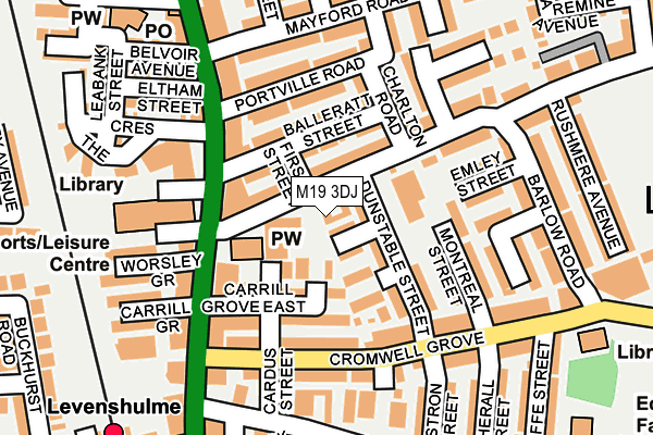 M19 3DJ map - OS OpenMap – Local (Ordnance Survey)