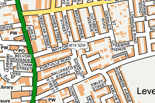 M19 3DW map - OS OpenMap – Local (Ordnance Survey)