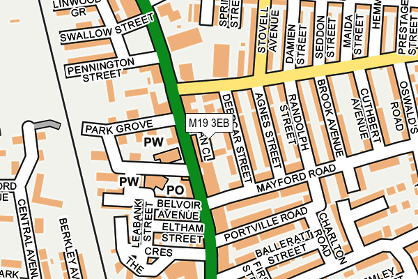 M19 3EB map - OS OpenMap – Local (Ordnance Survey)