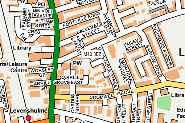 M19 3EZ map - OS OpenMap – Local (Ordnance Survey)