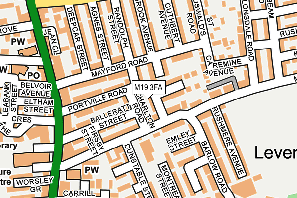 M19 3FA map - OS OpenMap – Local (Ordnance Survey)