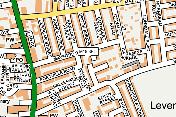 M19 3FD map - OS OpenMap – Local (Ordnance Survey)