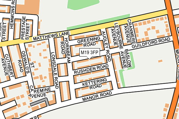 M19 3FP map - OS OpenMap – Local (Ordnance Survey)