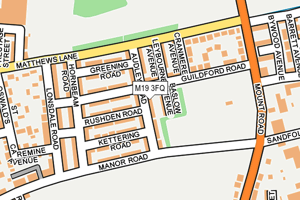 M19 3FQ map - OS OpenMap – Local (Ordnance Survey)