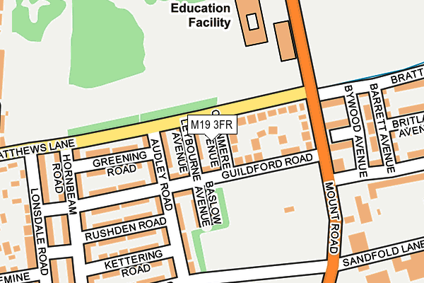 M19 3FR map - OS OpenMap – Local (Ordnance Survey)