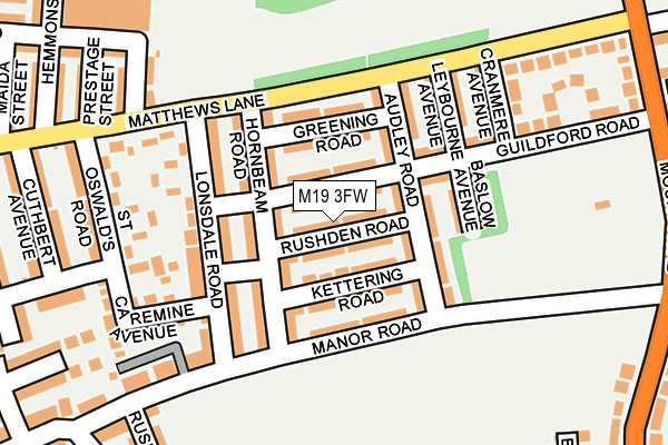 M19 3FW map - OS OpenMap – Local (Ordnance Survey)