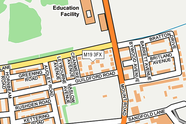 M19 3FX map - OS OpenMap – Local (Ordnance Survey)