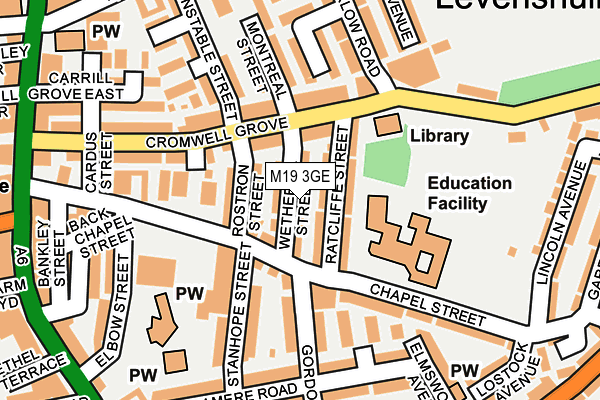 M19 3GE map - OS OpenMap – Local (Ordnance Survey)