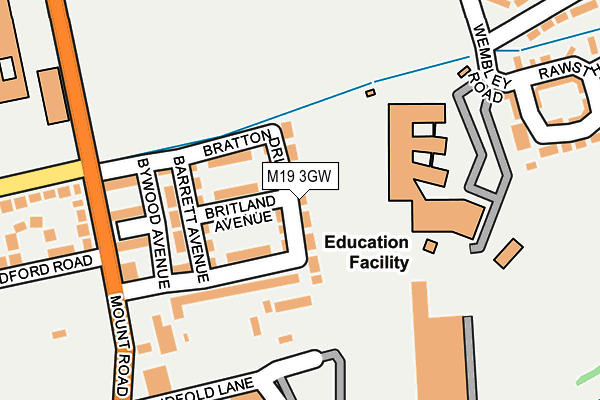 M19 3GW map - OS OpenMap – Local (Ordnance Survey)