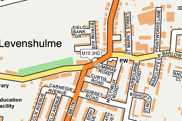 M19 3HD map - OS OpenMap – Local (Ordnance Survey)