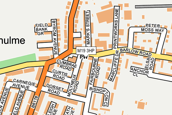 M19 3HP map - OS OpenMap – Local (Ordnance Survey)