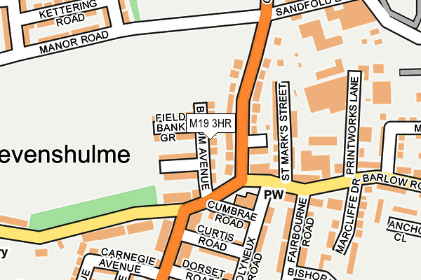 M19 3HR map - OS OpenMap – Local (Ordnance Survey)