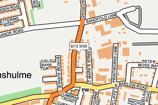 M19 3HW map - OS OpenMap – Local (Ordnance Survey)