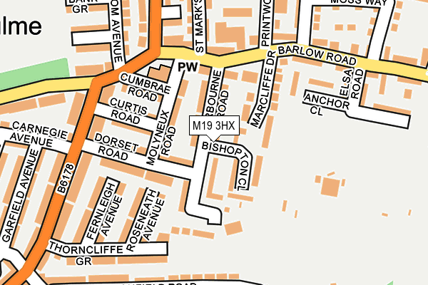 M19 3HX map - OS OpenMap – Local (Ordnance Survey)