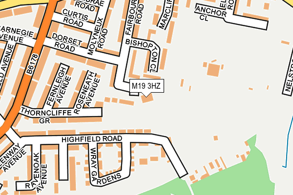 M19 3HZ map - OS OpenMap – Local (Ordnance Survey)