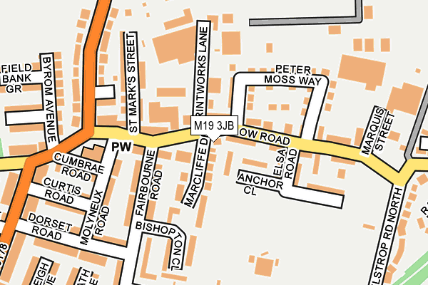 M19 3JB map - OS OpenMap – Local (Ordnance Survey)