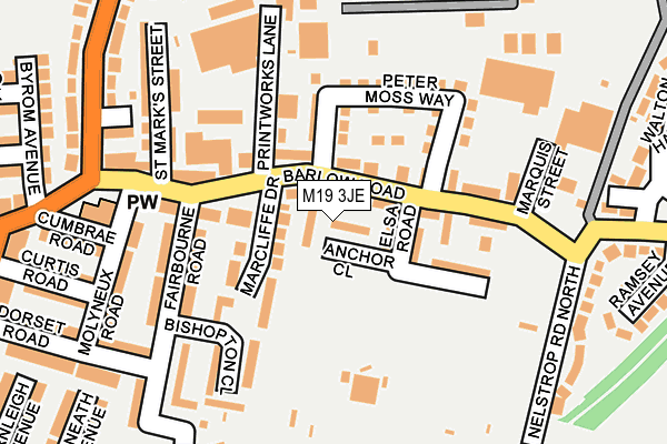 M19 3JE map - OS OpenMap – Local (Ordnance Survey)