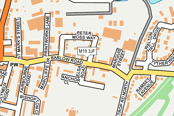 M19 3JF map - OS OpenMap – Local (Ordnance Survey)