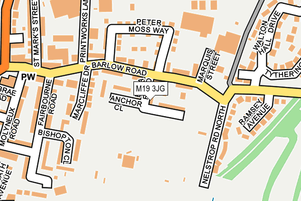 M19 3JG map - OS OpenMap – Local (Ordnance Survey)
