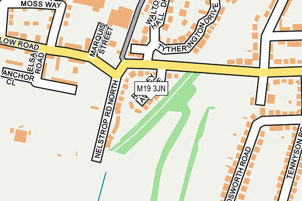 M19 3JN map - OS OpenMap – Local (Ordnance Survey)