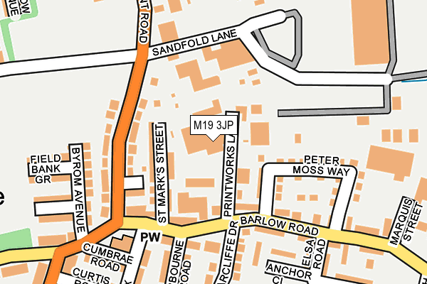 M19 3JP map - OS OpenMap – Local (Ordnance Survey)