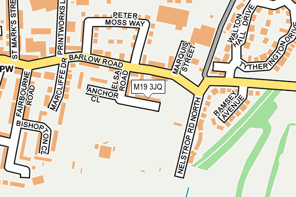 M19 3JQ map - OS OpenMap – Local (Ordnance Survey)
