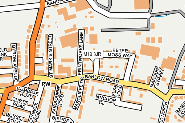 M19 3JR map - OS OpenMap – Local (Ordnance Survey)