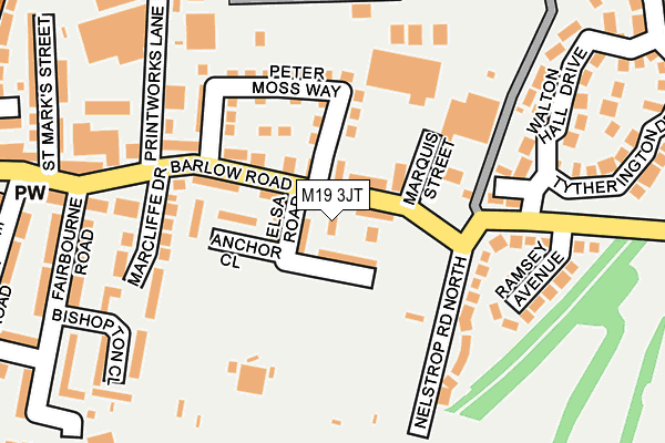 M19 3JT map - OS OpenMap – Local (Ordnance Survey)