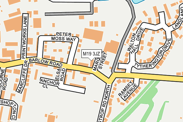 M19 3JZ map - OS OpenMap – Local (Ordnance Survey)